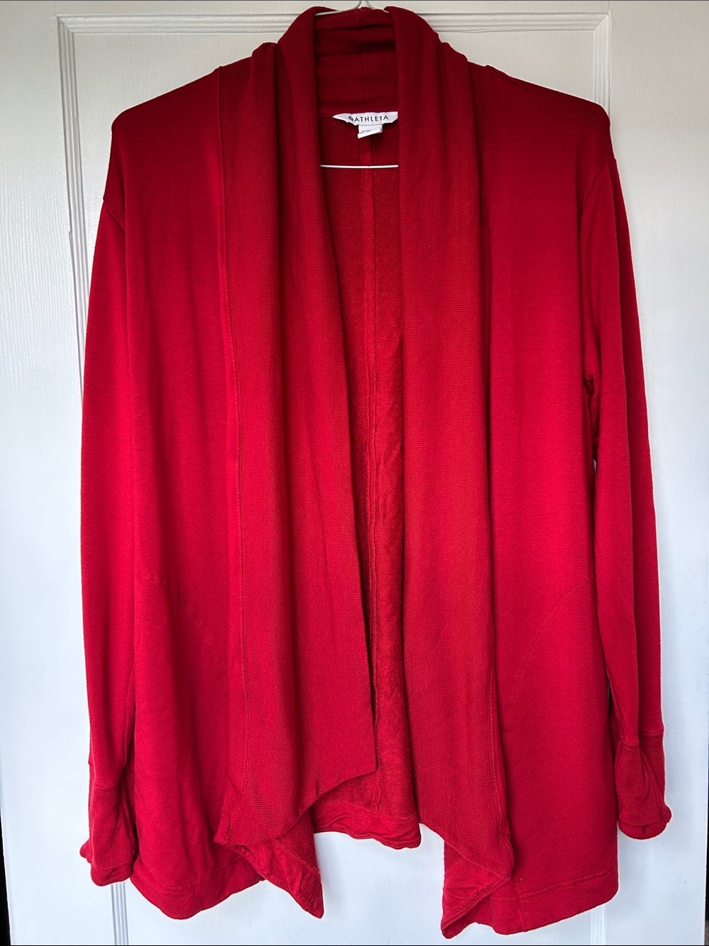 Athleta Open-Front Red Draped Cardigan Size Medium